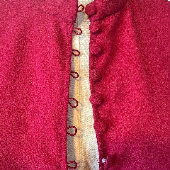 ZARA M Vintage-Inspired Fuchsia Dress Button Front & Long Sleeves - Picture 4 of 15